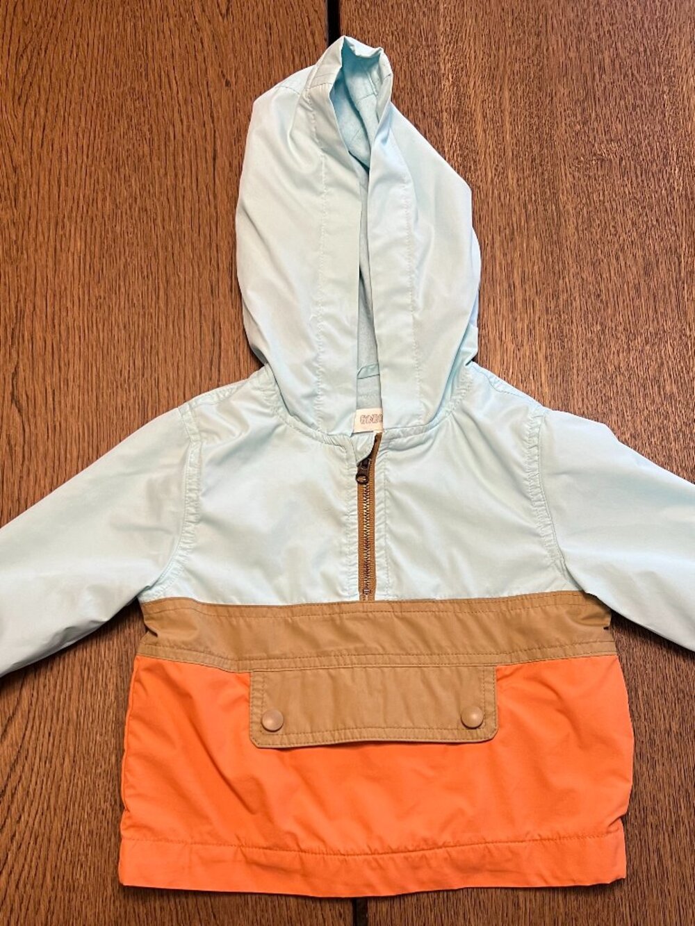 Gymboree Baby Windbreaker Jacket 12-18 Months Colorblock Orange/Blue, Hooded